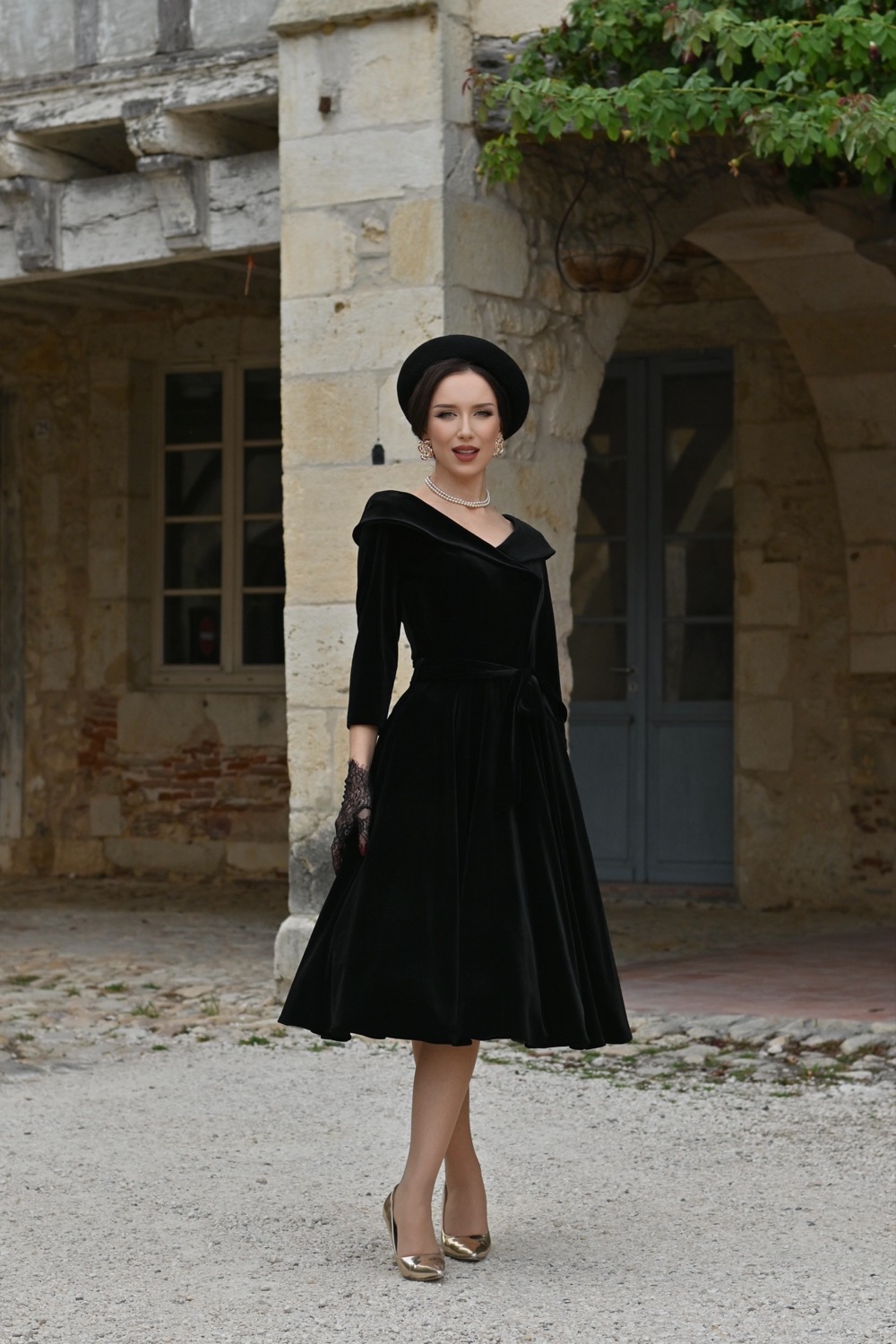 Pheobe Black Velvet Swing Dress